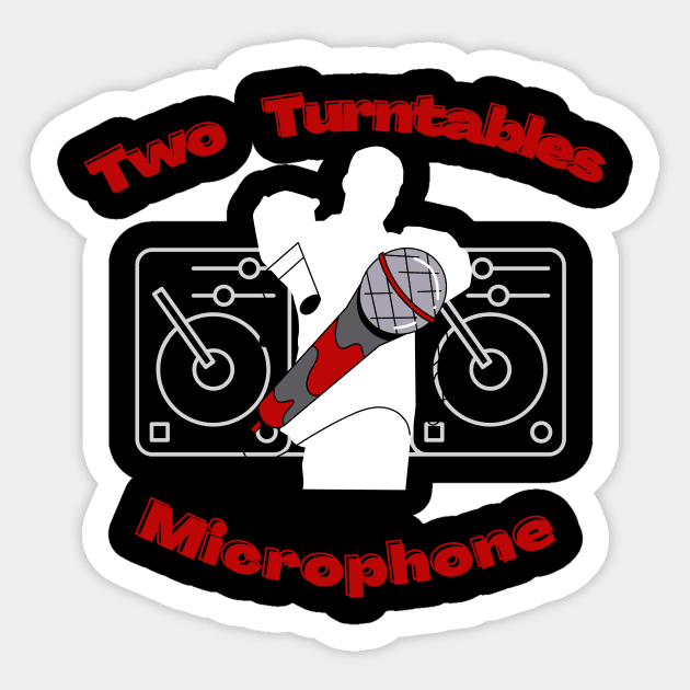 Two Turntables and Microphone Sticker by Laurie Ewing 